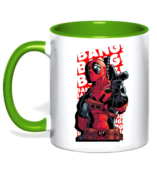 Чашка з кольоровою ручкою Deadpool Bang Лаймовий фото