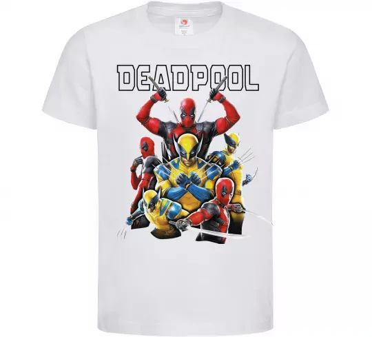 Детская футболка Deadpool and wolverine Белый фото