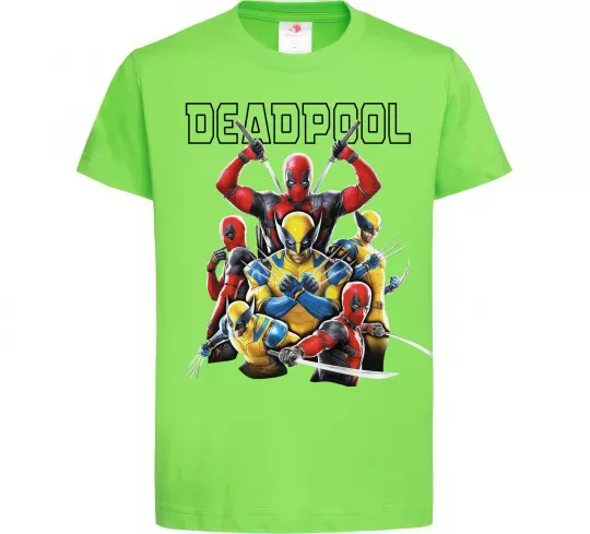 Детская футболка Deadpool and wolverine Лаймовый фото