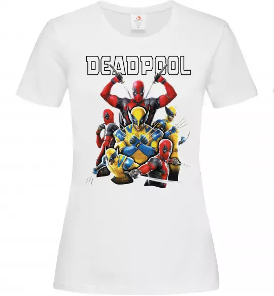 Жіноча футболка Deadpool and wolverine Білий фото