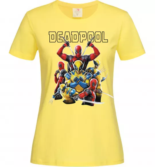 Жіноча футболка Deadpool and wolverine Лимонний фото