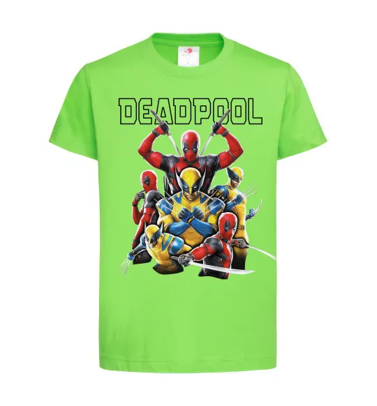 Дитяча футболка Deadpool and wolverine Лаймовий фото