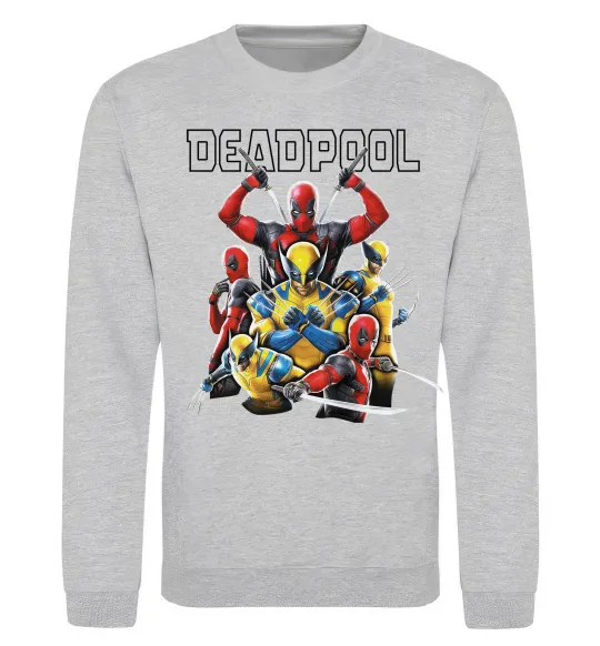 Свитшот Deadpool and wolverine Серый меланж фото