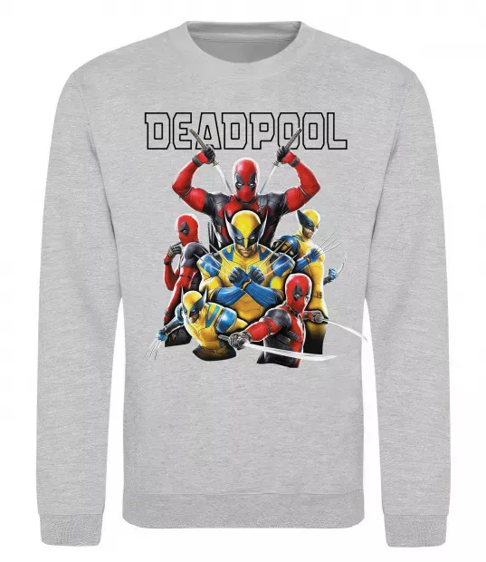 Світшот Deadpool and wolverine Сірий меланж фото