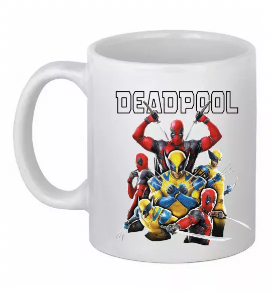 Чашка керамическая Deadpool and wolverine Белый фото