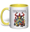 Чашка з кольоровою ручкою Deadpool and wolverine Лимонний фото