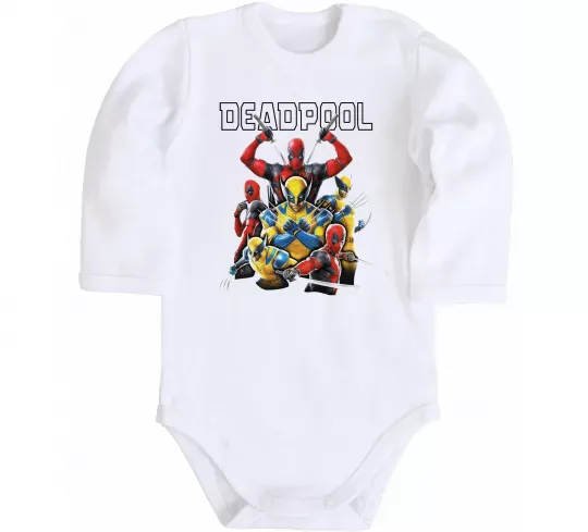 Детский боди Deadpool and wolverine Белый фото