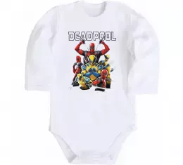 Детский боди Deadpool and wolverine Белый фото