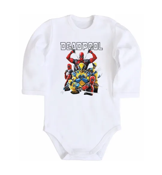 Дитячий бодік Deadpool and wolverine Білий фото