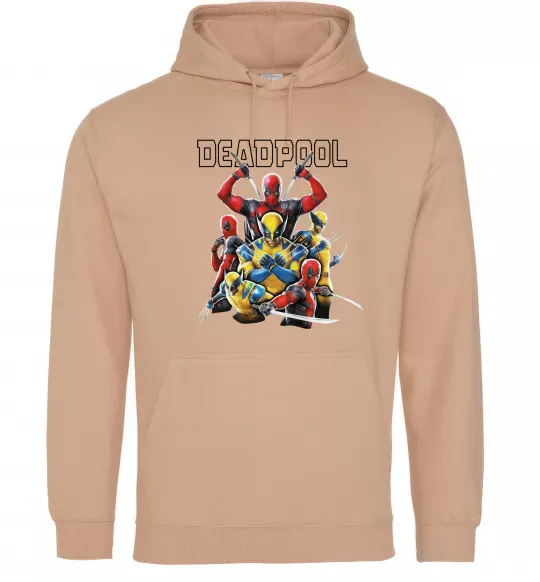 Мужская толстовка (худи) Deadpool and wolverine Песочный фото