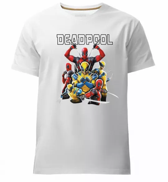 Мужская премиум футболка Deadpool and wolverine Белый фото