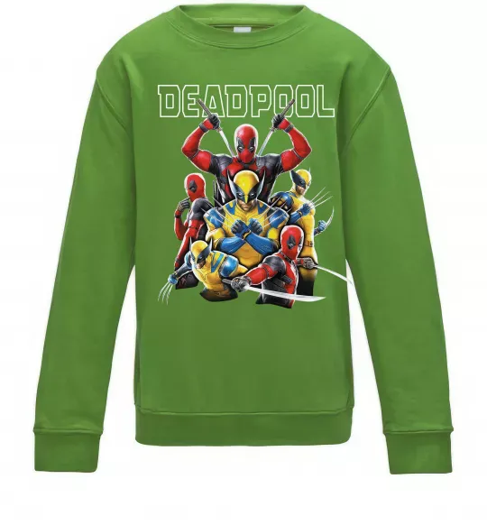 Дитячий світшот Deadpool and wolverine Лаймовий фото