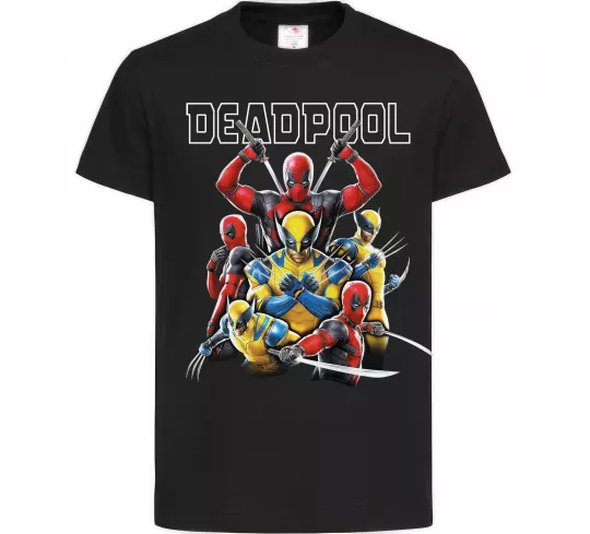 Детская футболка Deadpool and wolverine Черный фото