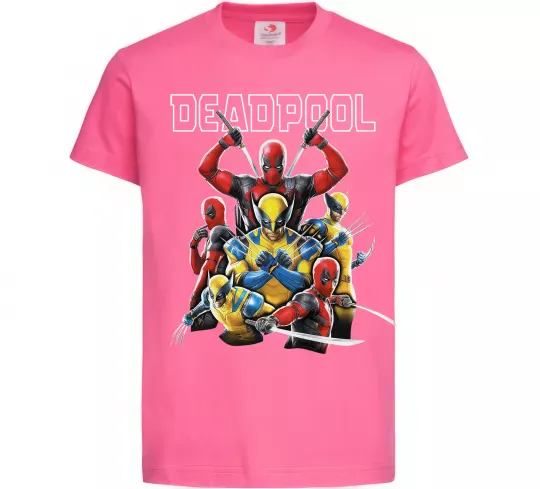 Детская футболка Deadpool and wolverine Ярко-розовый фото