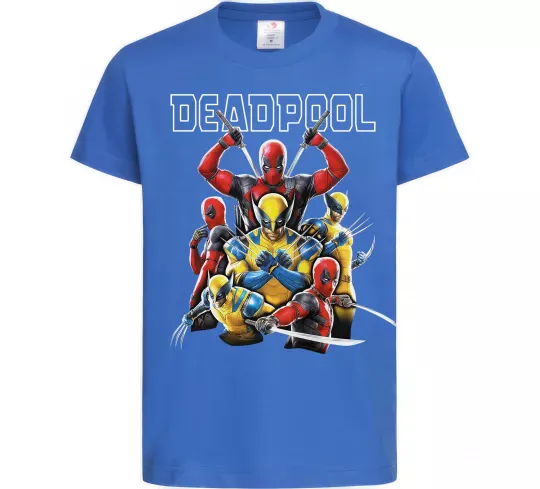 Детская футболка Deadpool and wolverine Ярко-синий фото