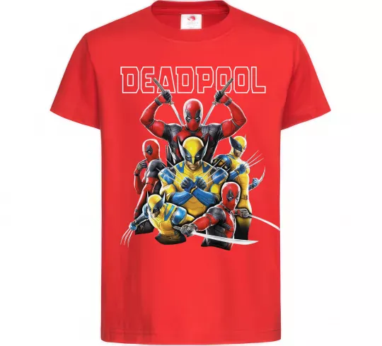 Детская футболка Deadpool and wolverine Красный фото