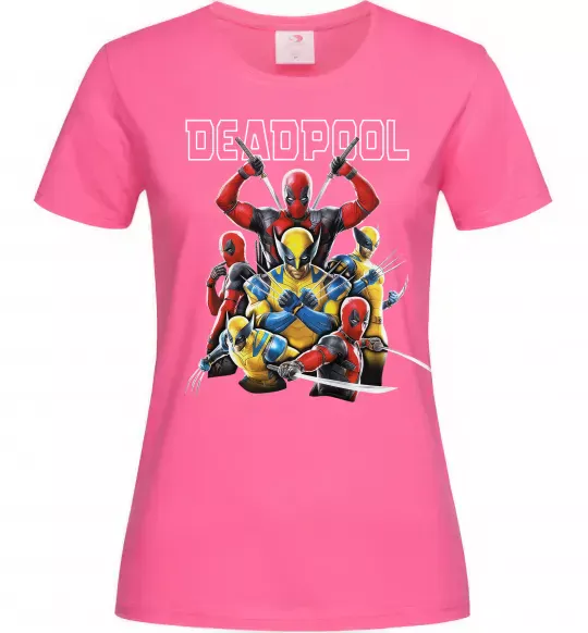 Жіноча футболка Deadpool and wolverine Яскраво-рожевий фото