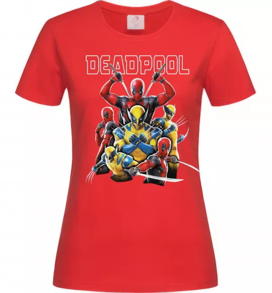 Жіноча футболка Deadpool and wolverine Червоний фото