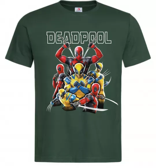 Чоловіча футболка Deadpool and wolverine Темно-зелений фото