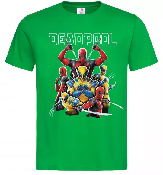 Чоловіча футболка Deadpool and wolverine Зелений фото
