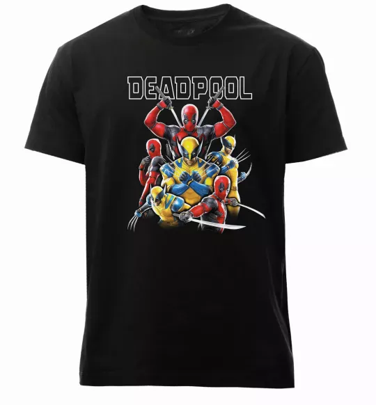 Мужская премиум футболка Deadpool and wolverine Черный фото