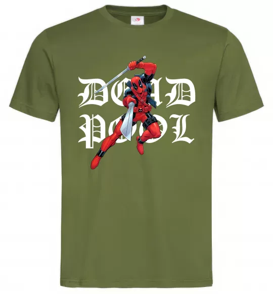 Чоловіча футболка Дедпул з мечами Оливковий фото