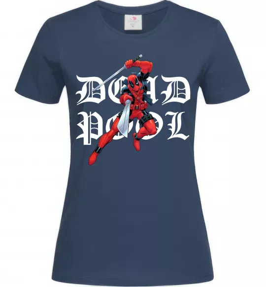 Женская футболка Дедпул з мечами Темно-синий фото