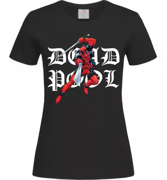 Женская футболка Дедпул з мечами Черный фото