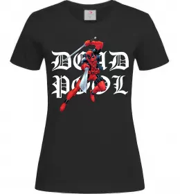 Жіноча футболка Дедпул з мечами Чорний фото