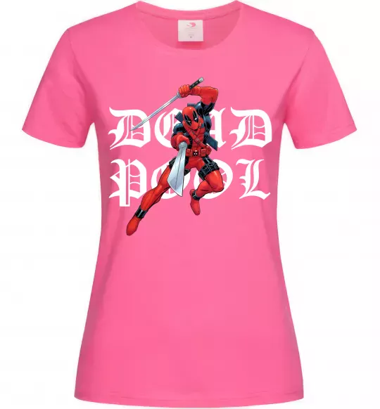 Женская футболка Дедпул з мечами Ярко-розовый фото