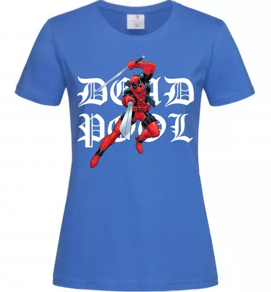 Женская футболка Дедпул з мечами Ярко-синий фото
