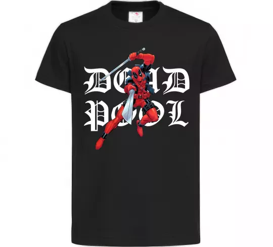 Детская футболка Дедпул з мечами Черный фото
