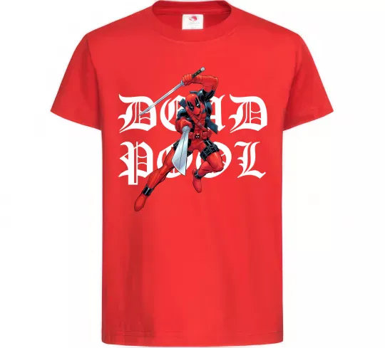 Детская футболка Дедпул з мечами Красный фото