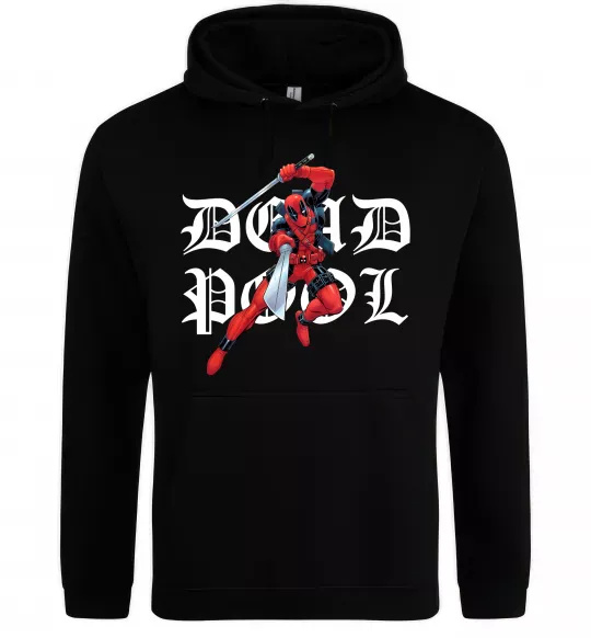 Мужская толстовка (худи) Дедпул з мечами Черный фото
