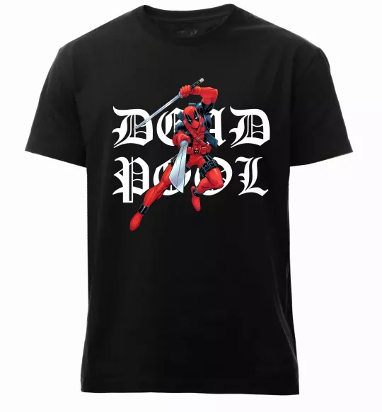 Мужская премиум футболка Дедпул з мечами Черный фото