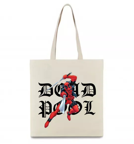 Еко-сумка Дедпул з мечами Бежевий фото