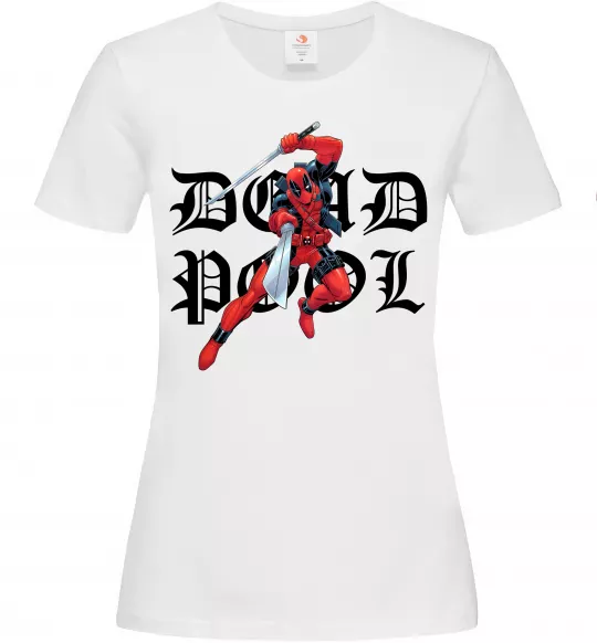 Женская футболка Дедпул з мечами Белый фото