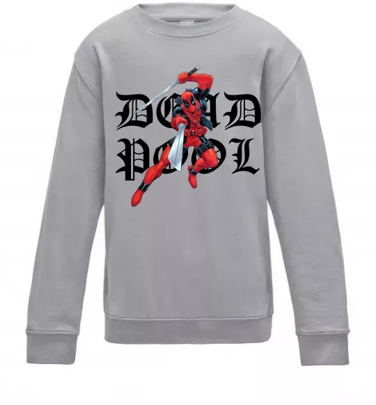 Дитячий світшот Дедпул з мечами Сірий меланж фото