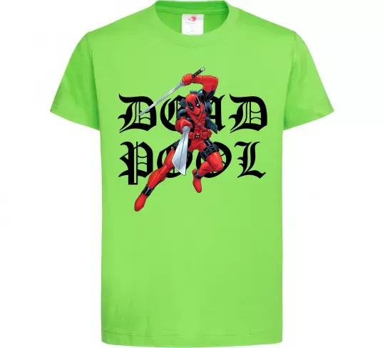 Детская футболка Дедпул з мечами Лаймовый фото