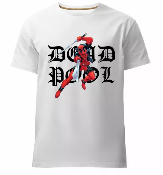 Мужская премиум футболка Дедпул з мечами Белый фото