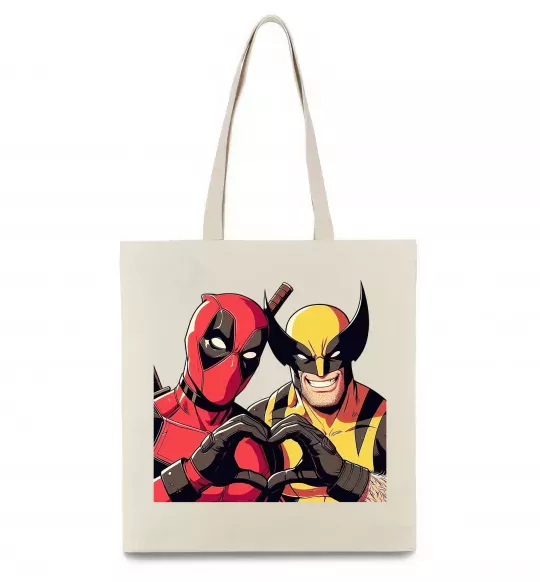 Еко-сумка Wolverine and deadpool Бежевий фото