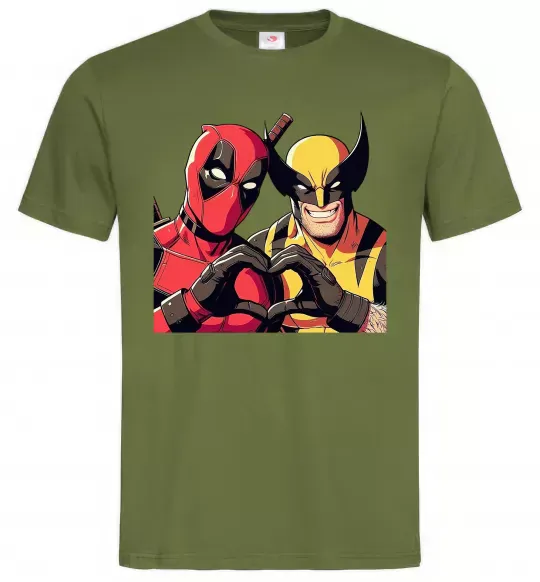 Чоловіча футболка Wolverine and deadpool Оливковий фото