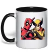 Чашка с цветной ручкой Wolverine and deadpool Черный фото