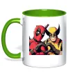 Чашка з кольоровою ручкою Wolverine and deadpool Лаймовий фото
