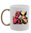 Чашка с цветной ручкой Wolverine and deadpool Золото фото