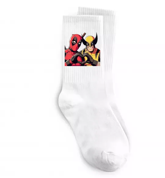 Носки Wolverine and deadpool Белый фото