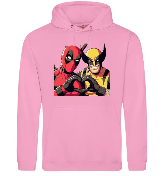 Мужская толстовка (худи) Wolverine and deadpool Розовый фото
