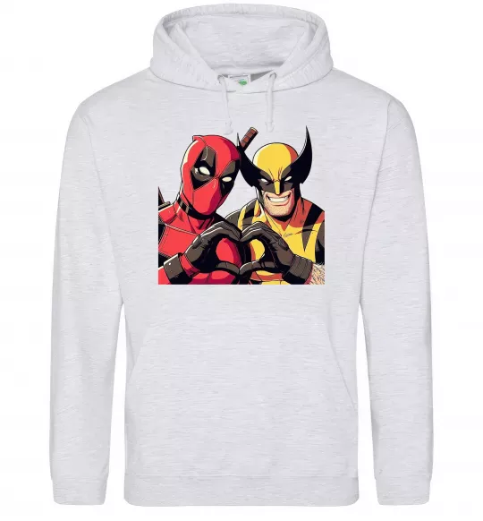 Женская толстовка (худи) Wolverine and deadpool Серый меланж фото