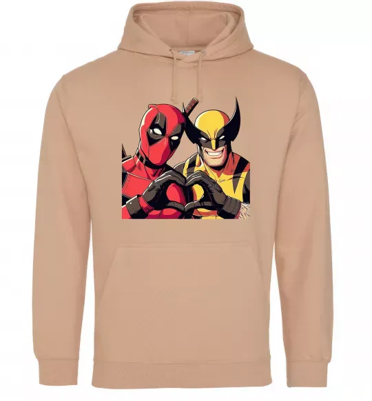 Женская толстовка (худи) Wolverine and deadpool Песочный фото