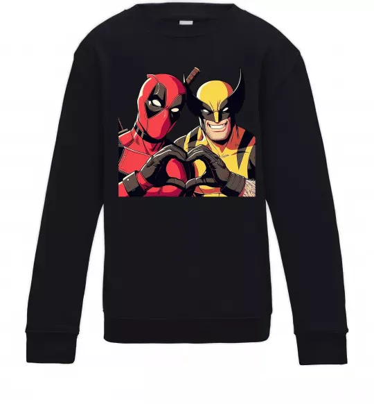 Дитячий світшот Wolverine and deadpool Чорний фото